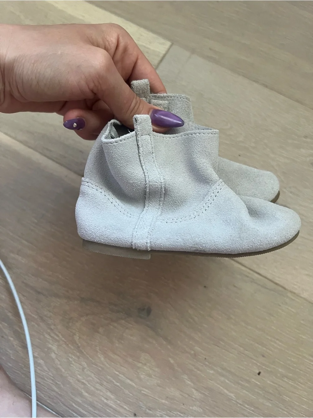 Kids Soft Suede Booties in Light Gray - baby gap